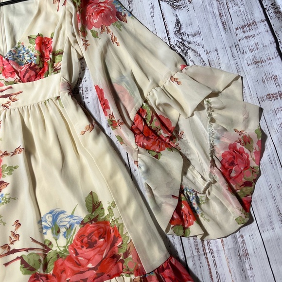 Betsey Johnson Cream Floral Long Sleeve Dress - Picture 3 of 4